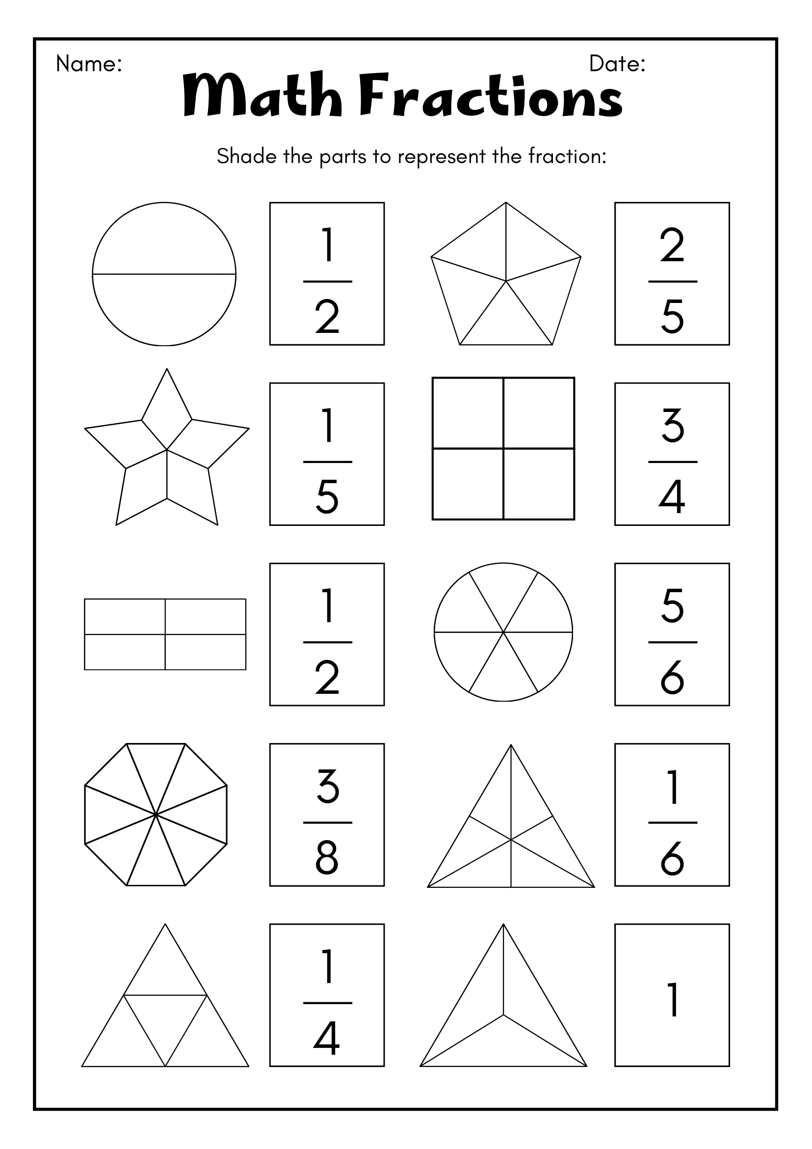 Math Fraction Worksheets