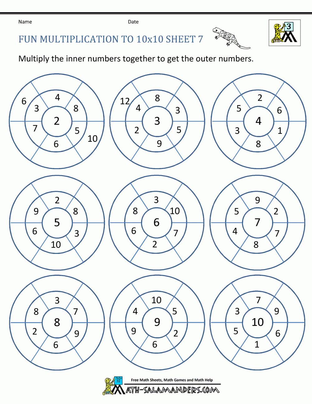 Fun Multiplication Worksheets To 10x10