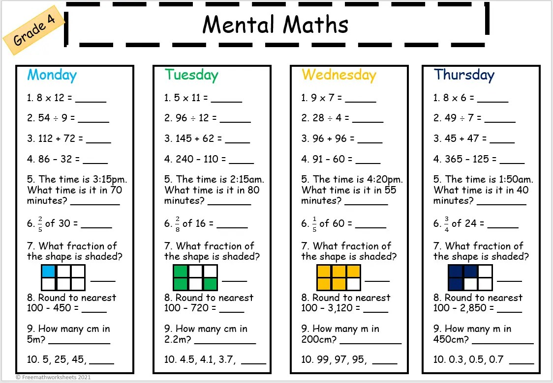 math grade 4 worksheets