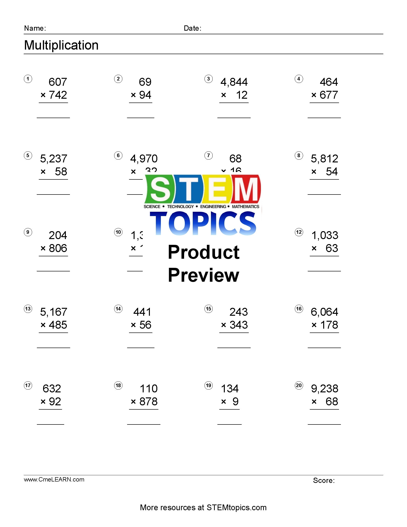 6th Grade Math Worksheet