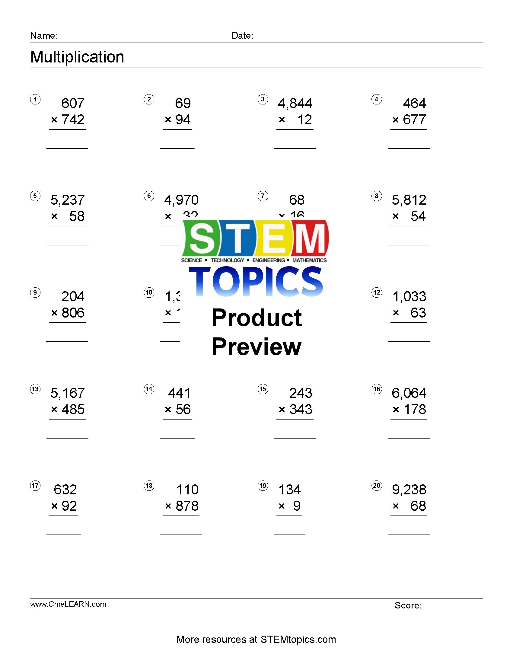 6th Grade Math Worksheets