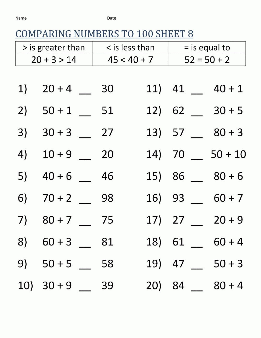 8th grade math worksheet