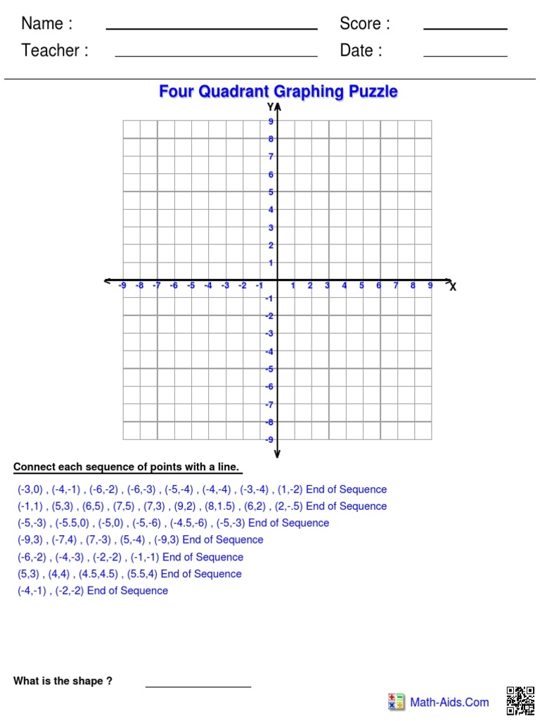 Graphing Four Ordered Puzzle PDF PDF Teaching Mathematics Worksheets Library