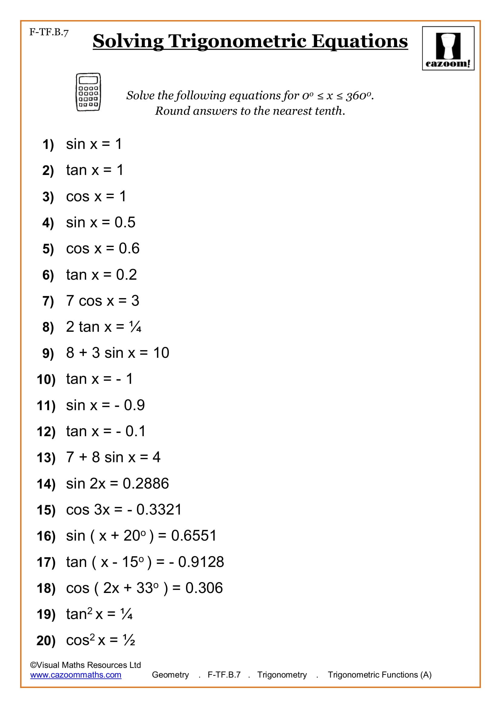 Math Worksheets For 10th Graders