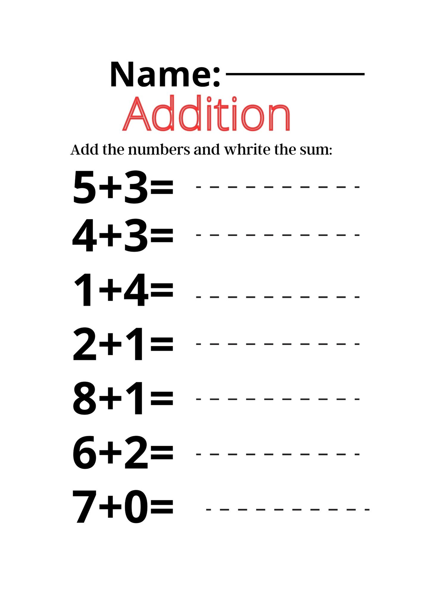 printable math worksheets for kindergarten