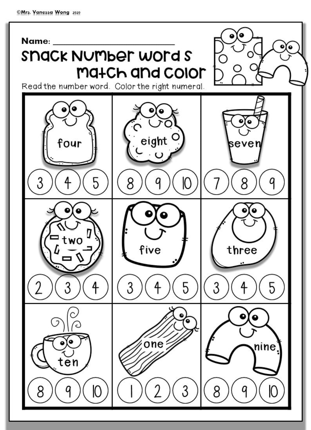 Kindergarten Math Worksheets Numbers 1 10 Number Words Preschool Homeschooling Worksheets Number Worksheets Math Worksheets Preschool Etsy