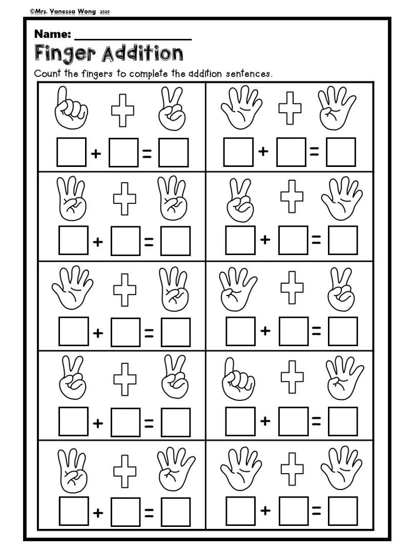 addition kindergarten math worksheets