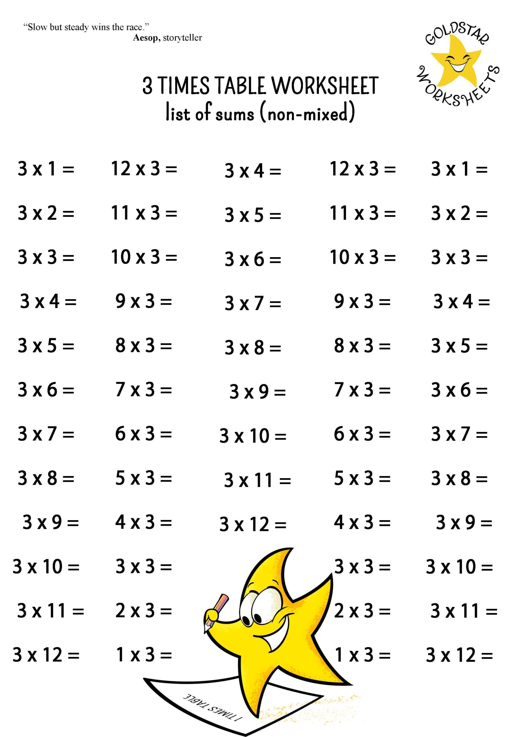 Math Times Tables Worksheet