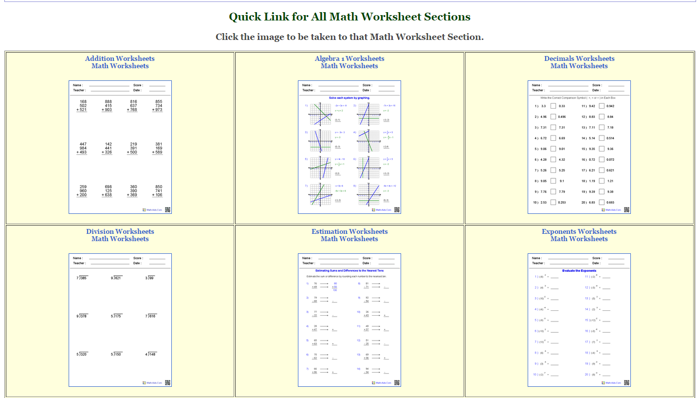 Math Aid Worksheets