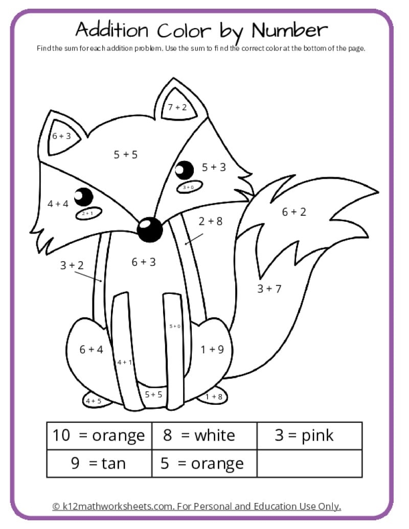 2nd grade math coloring worksheets