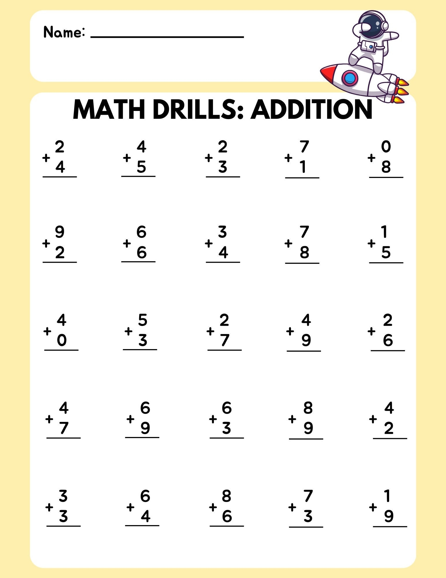 Math Drills Worksheets