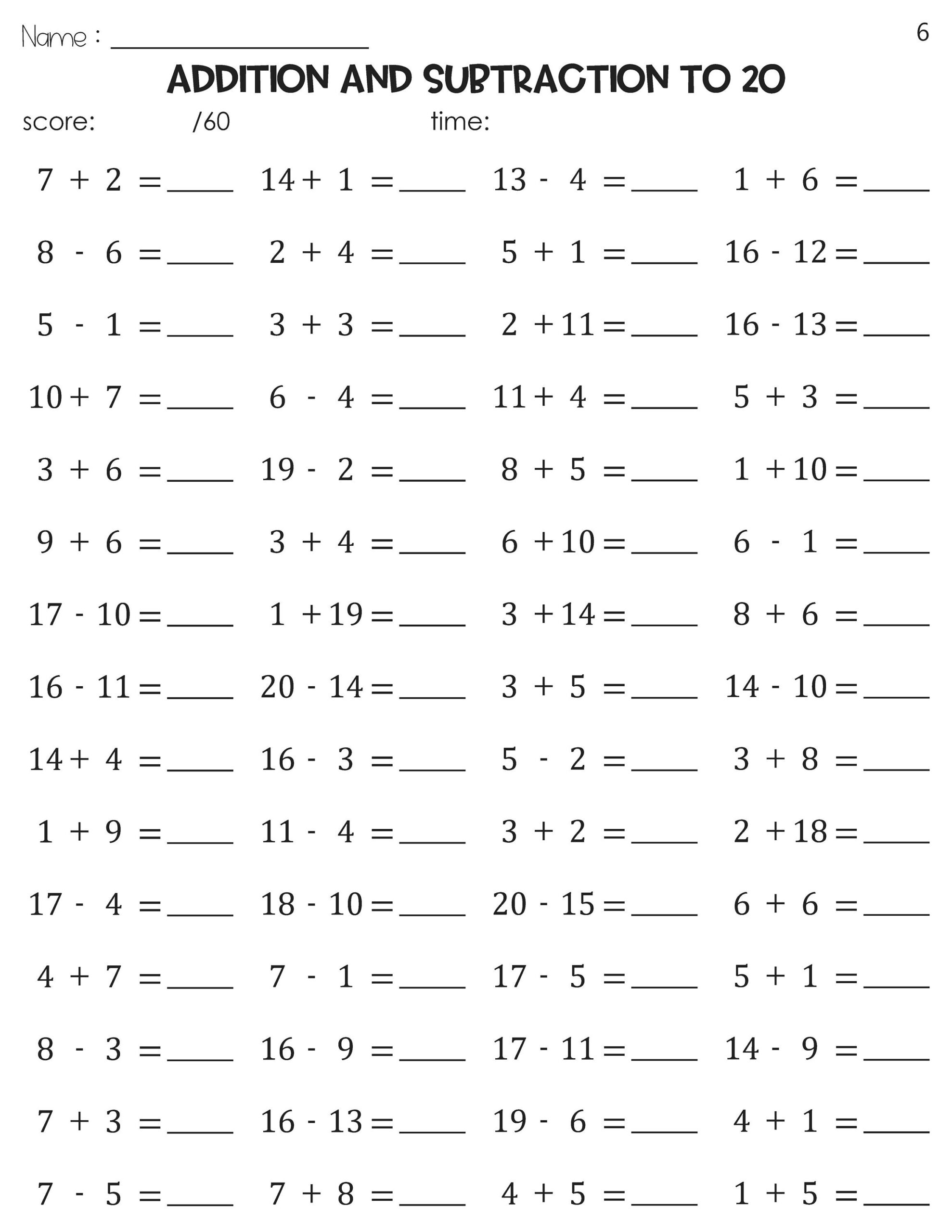 Math Fact Fluency Addition And Subtraction To 20 Timed Tests Practice Etsy Denmark Math Fact Fluency Addition And Subtraction To 20 Timed Tests Practice Etsy Denmark