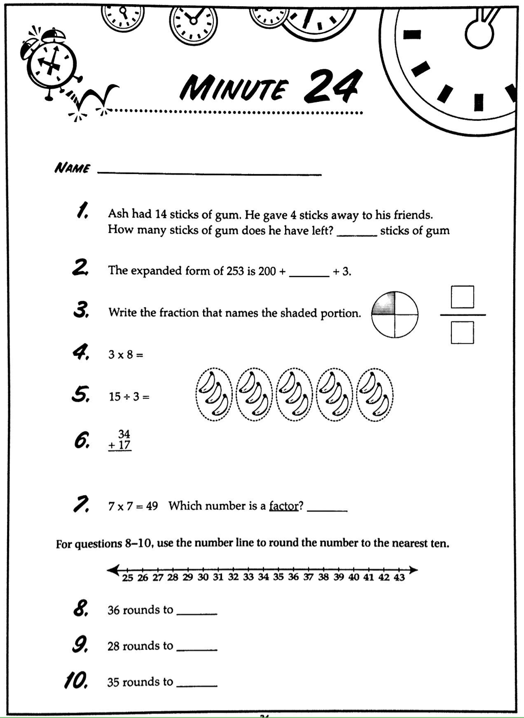 math minute worksheets