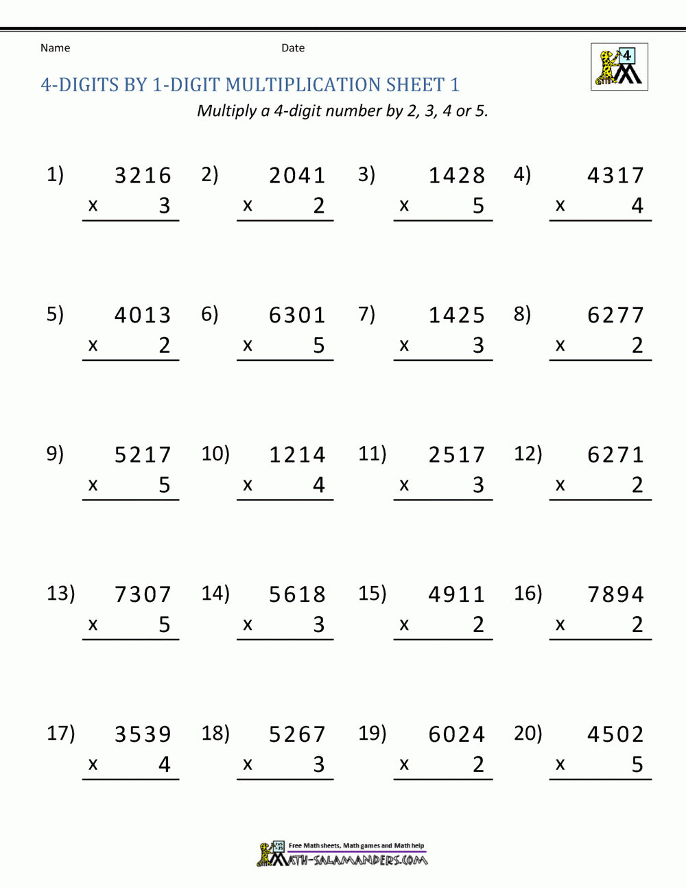 math worksheets for 4th grade