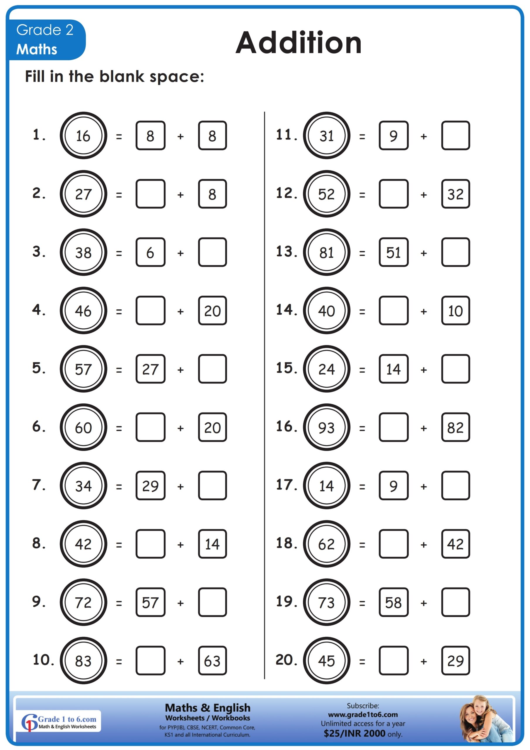 Maths For Class 2 Worksheets
