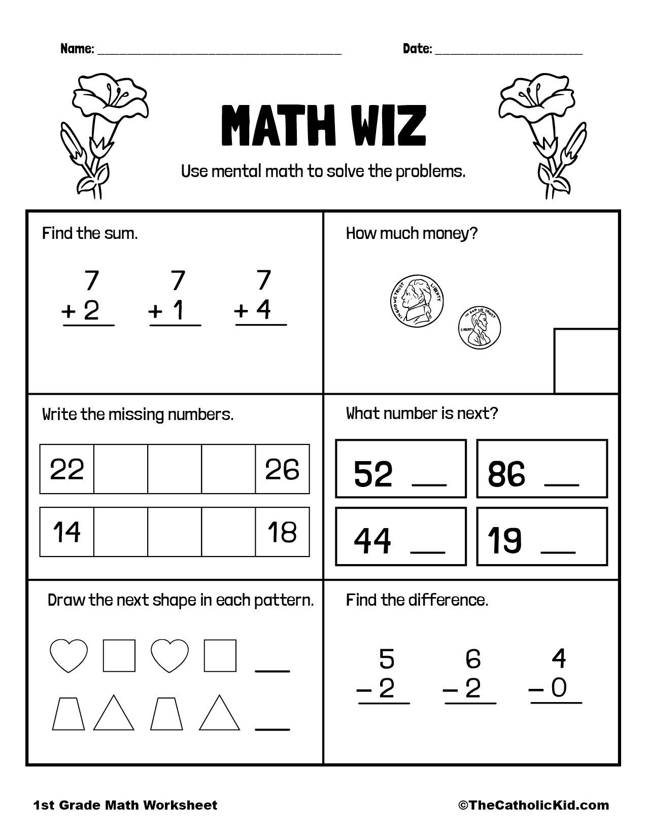 Mental Math Problems Worksheet TheCatholicKid