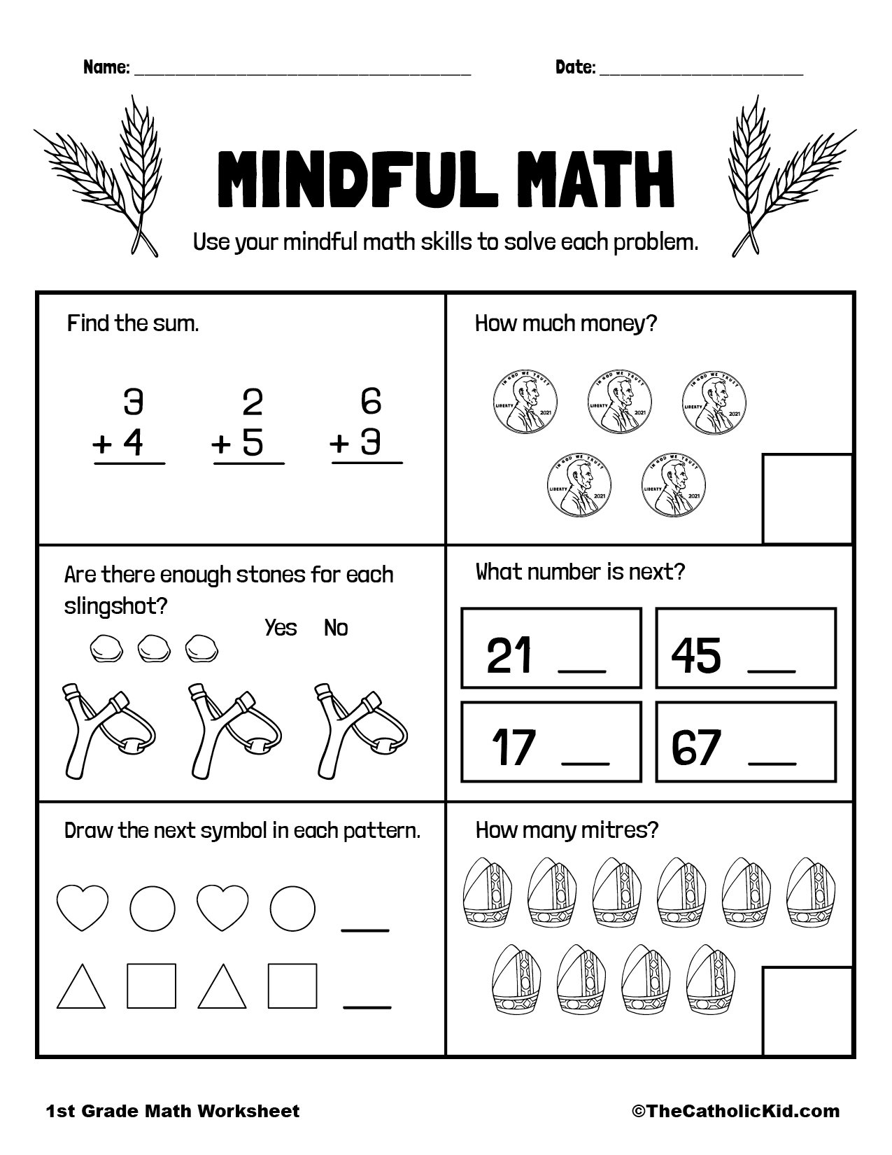 Mental Math Skills 1st Grade Math Worksheet Catholic TheCatholicKid Mental Math Skills 1st Grade Math Worksheet Catholic TheCatholicKid
