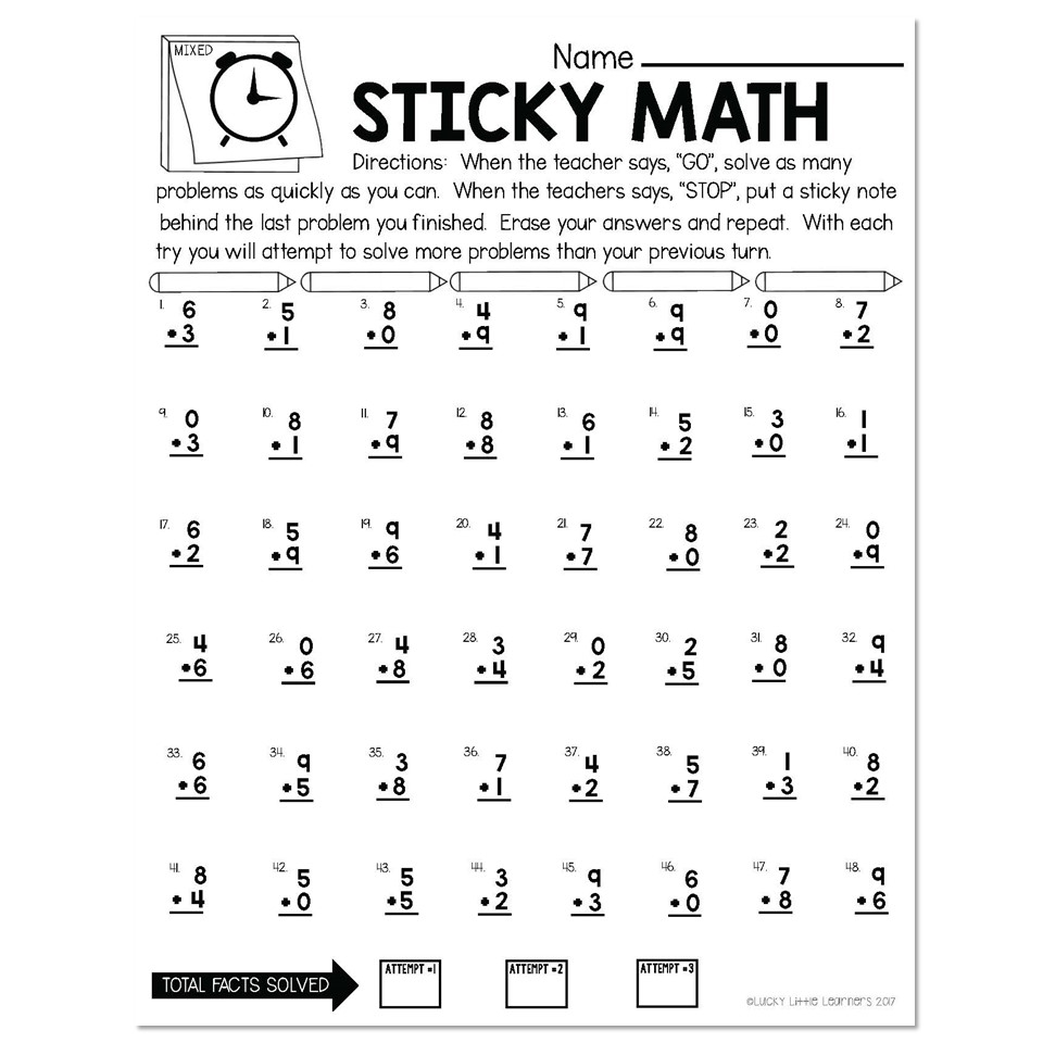 More Sticky Math Fact Practice Addition Mixed Version 1 Lucky Little Learners More Sticky Math Fact Practice Addition Mixed Version 1 Lucky Little Learners