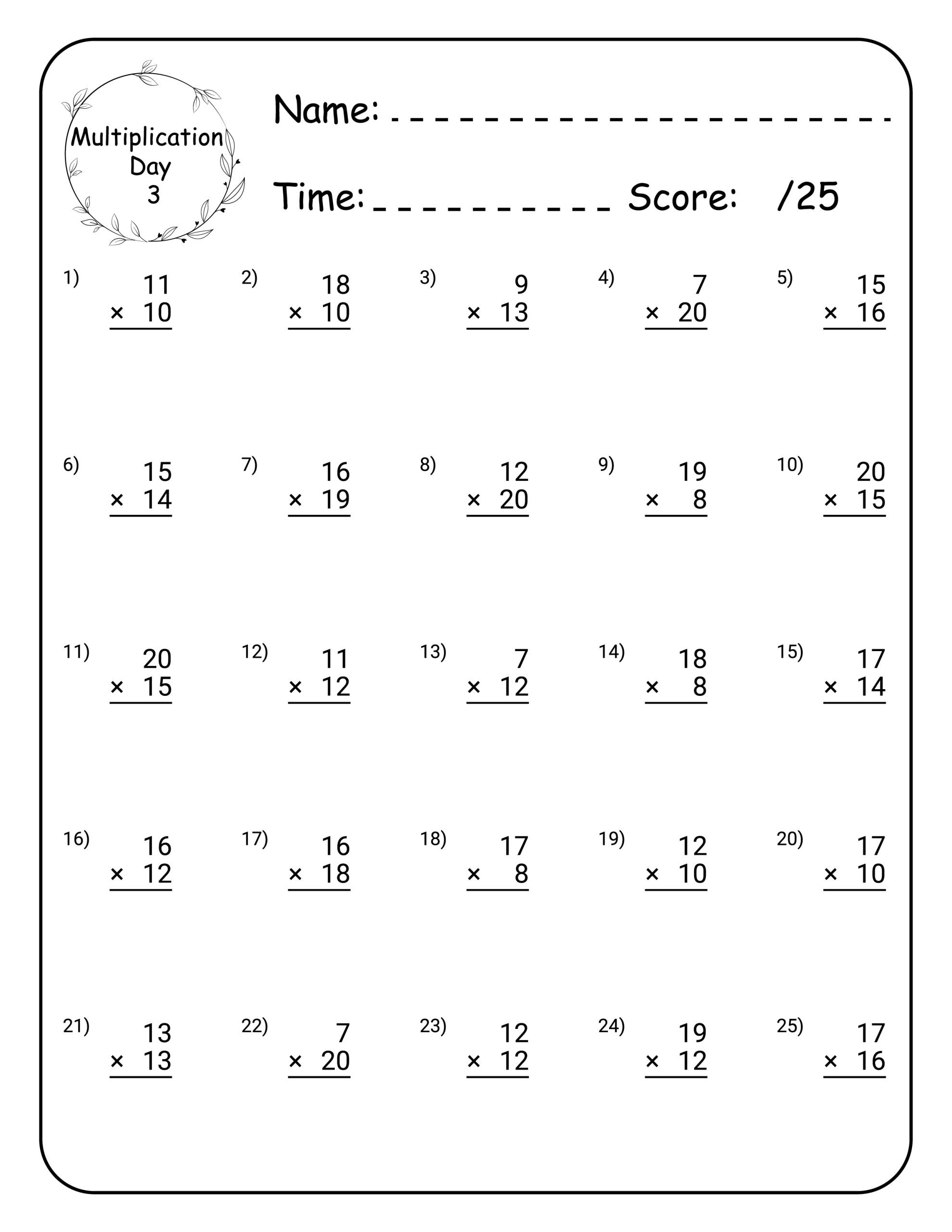 5th Grade Math Worksheets Multiplication