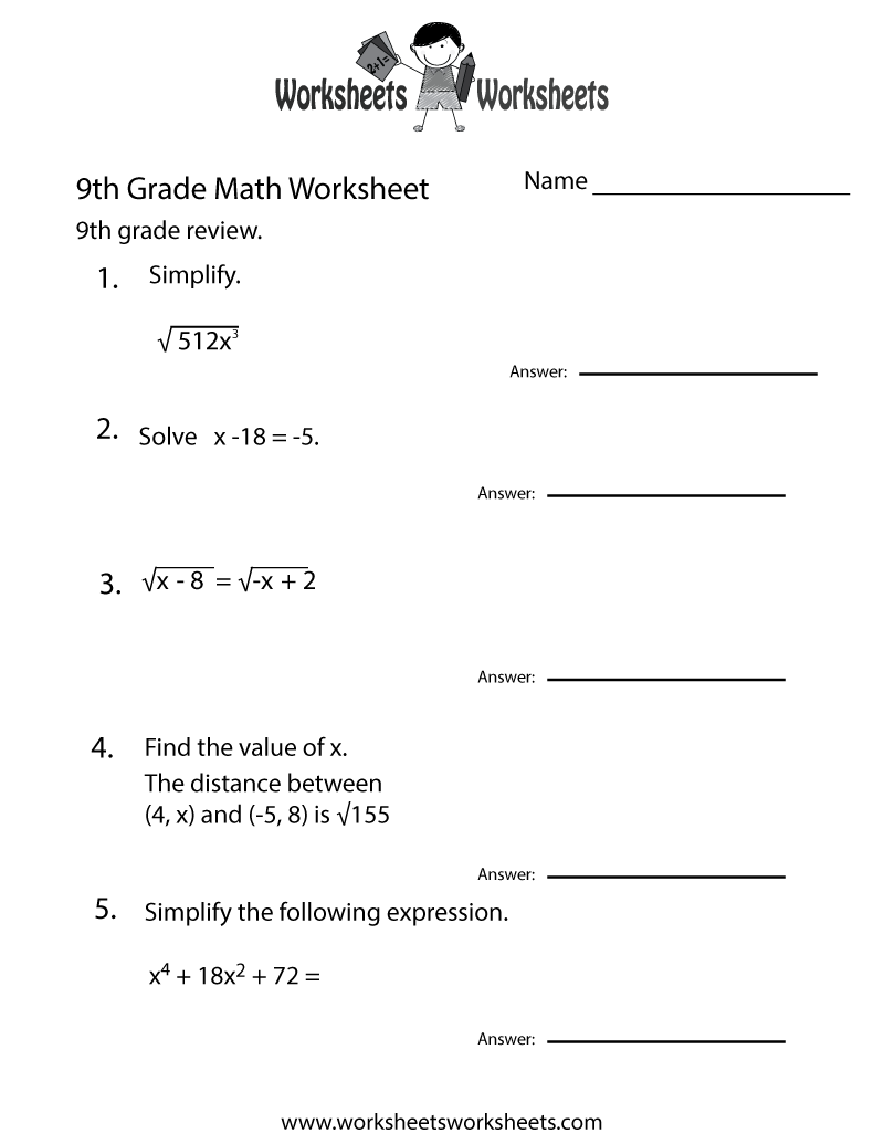 grade 9 maths worksheets