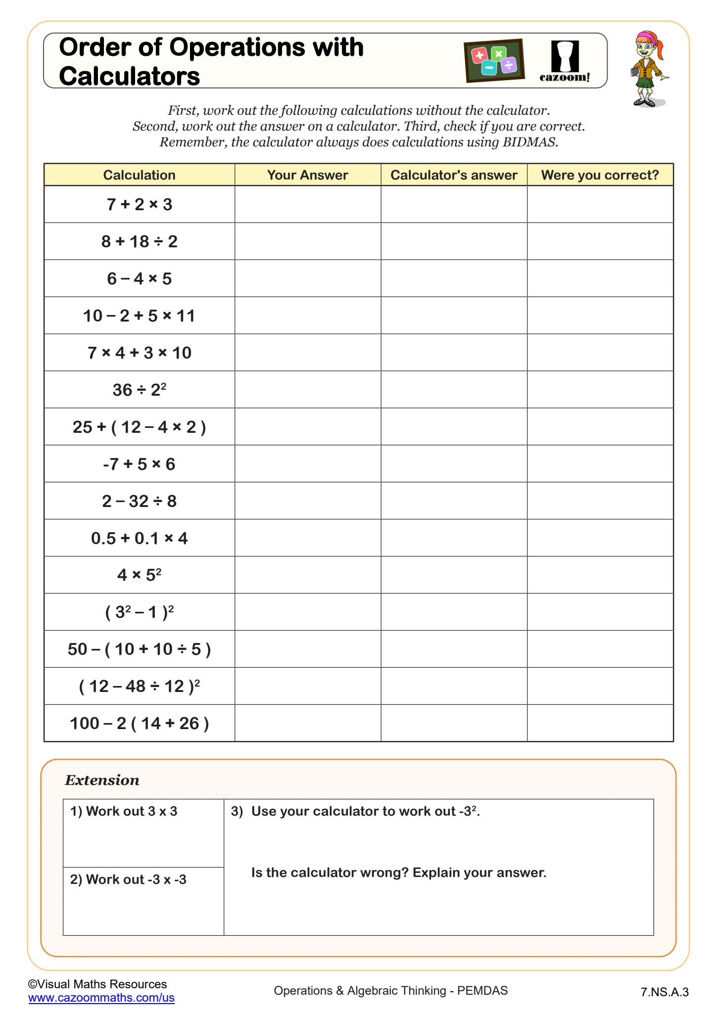 Calculator Math Worksheets