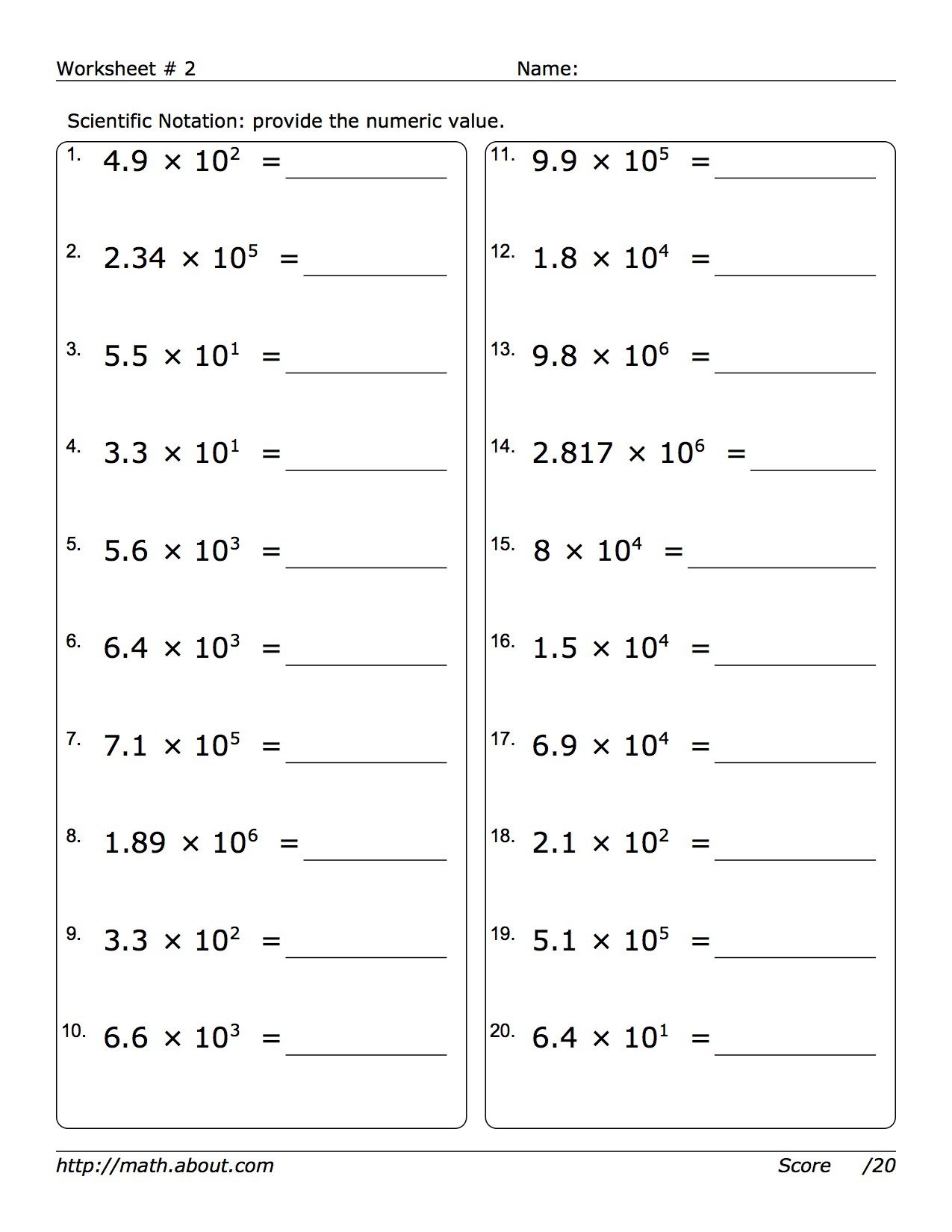 calculator math worksheets