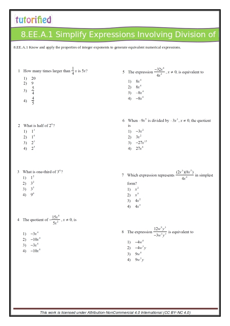 pre algebra math worksheet pdf