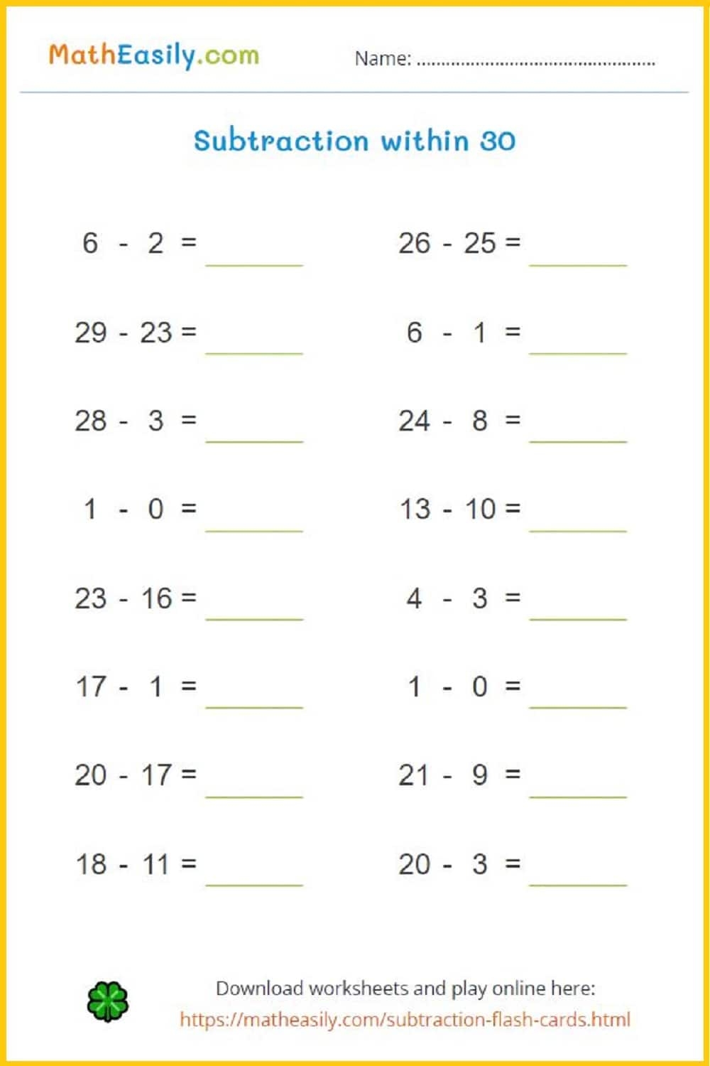 free worksheet for math