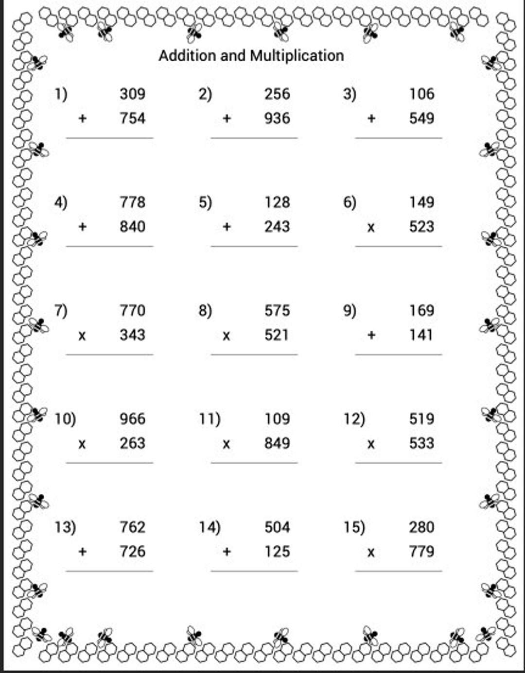 Printable Math Worksheets Addition Homeschool Instant Download With Answers Etsy Printable Math Worksheets Addition Homeschool Instant Download With Answers Etsy