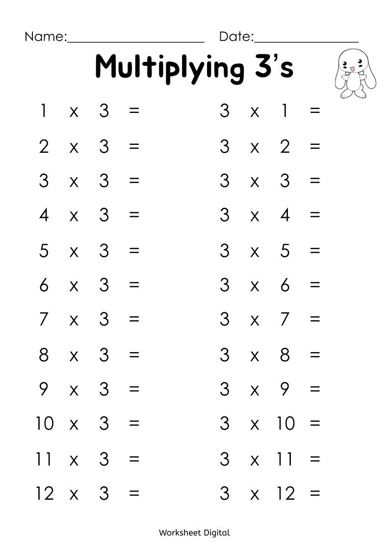 Printable Multiplication Multiplying Worksheets Numbers 1 12 For Kindergarten 1st Grade Math Homeschool Busy Books Etsy