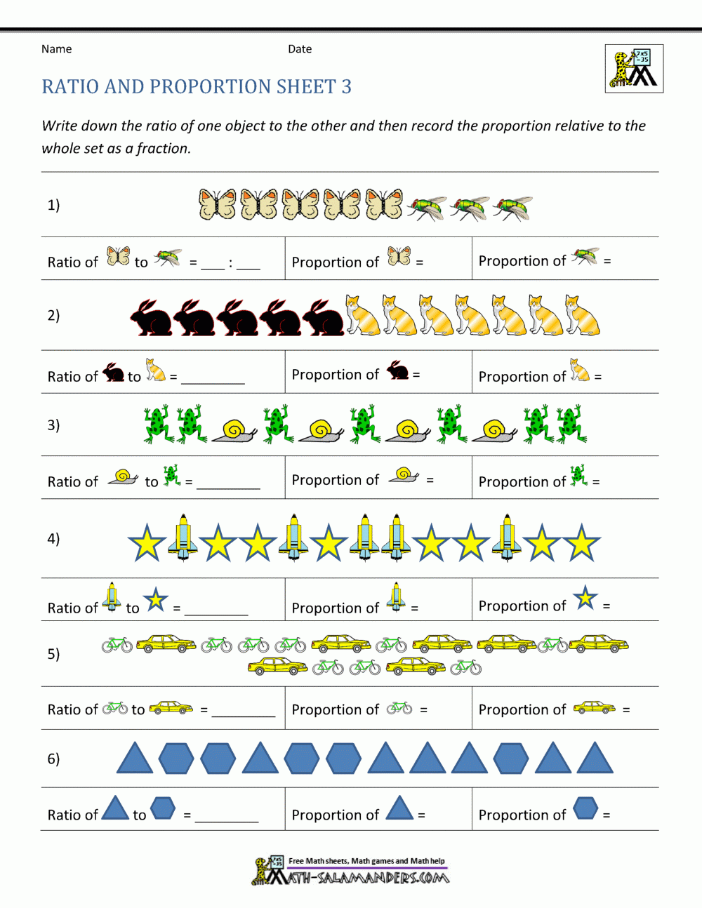 Proportion Math Worksheets