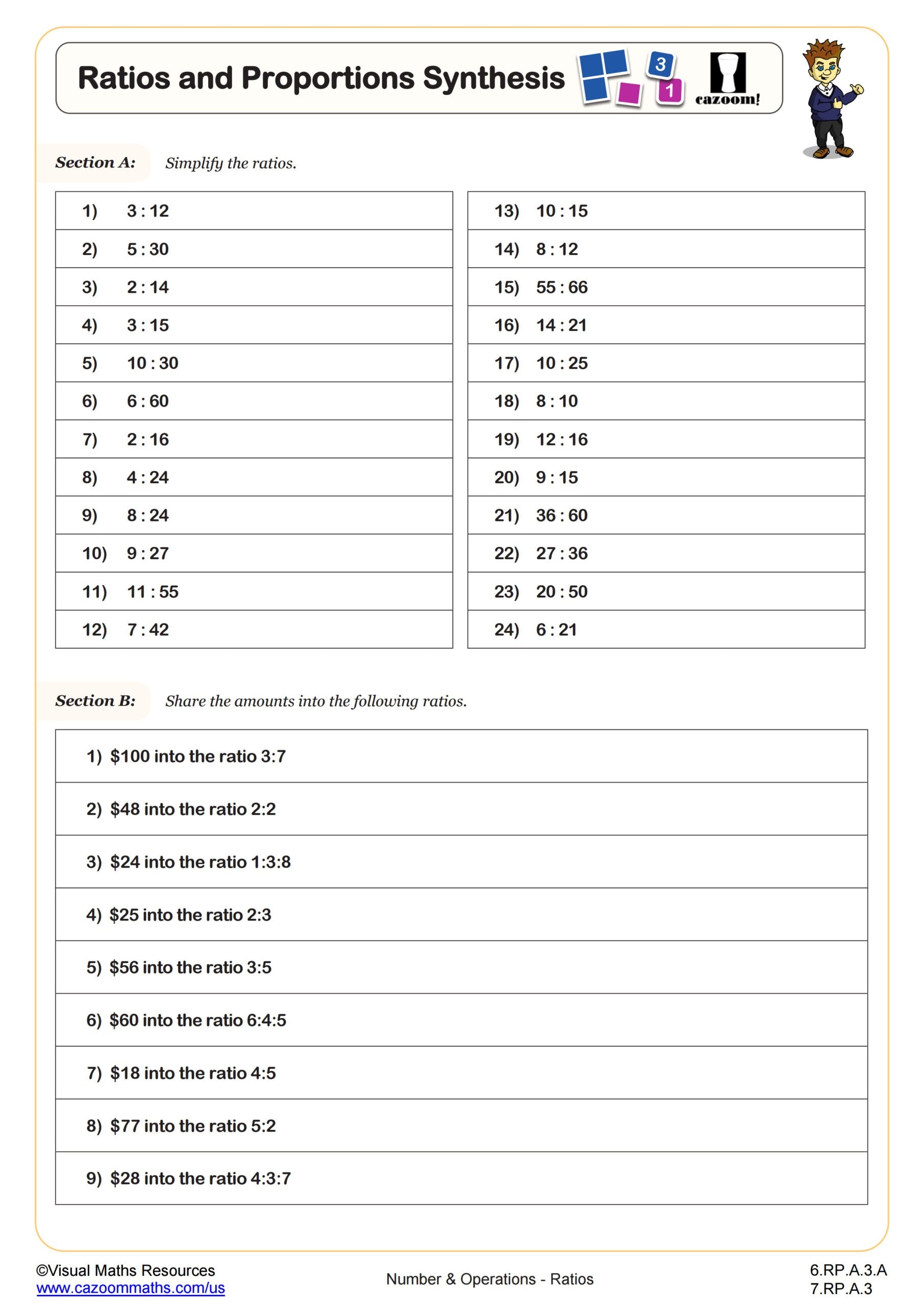 Ratios And Proportions Synthesis Worksheet Fun And Engaging 6th Grade PDF Worksheets