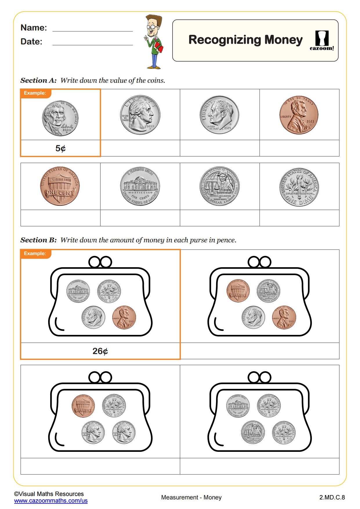 money math worksheet