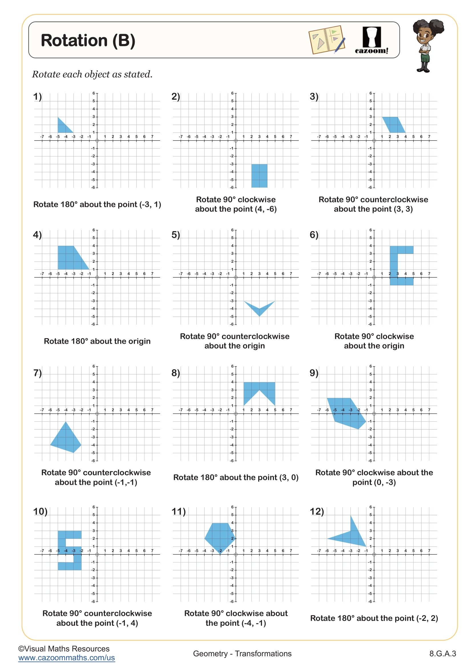 Rotation B Worksheet Fun And Engaging 8th Grade IM 1 And Geometry Worksheet