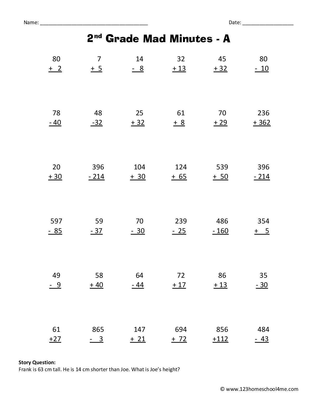 2nd Grade Math Worksheets Pdf