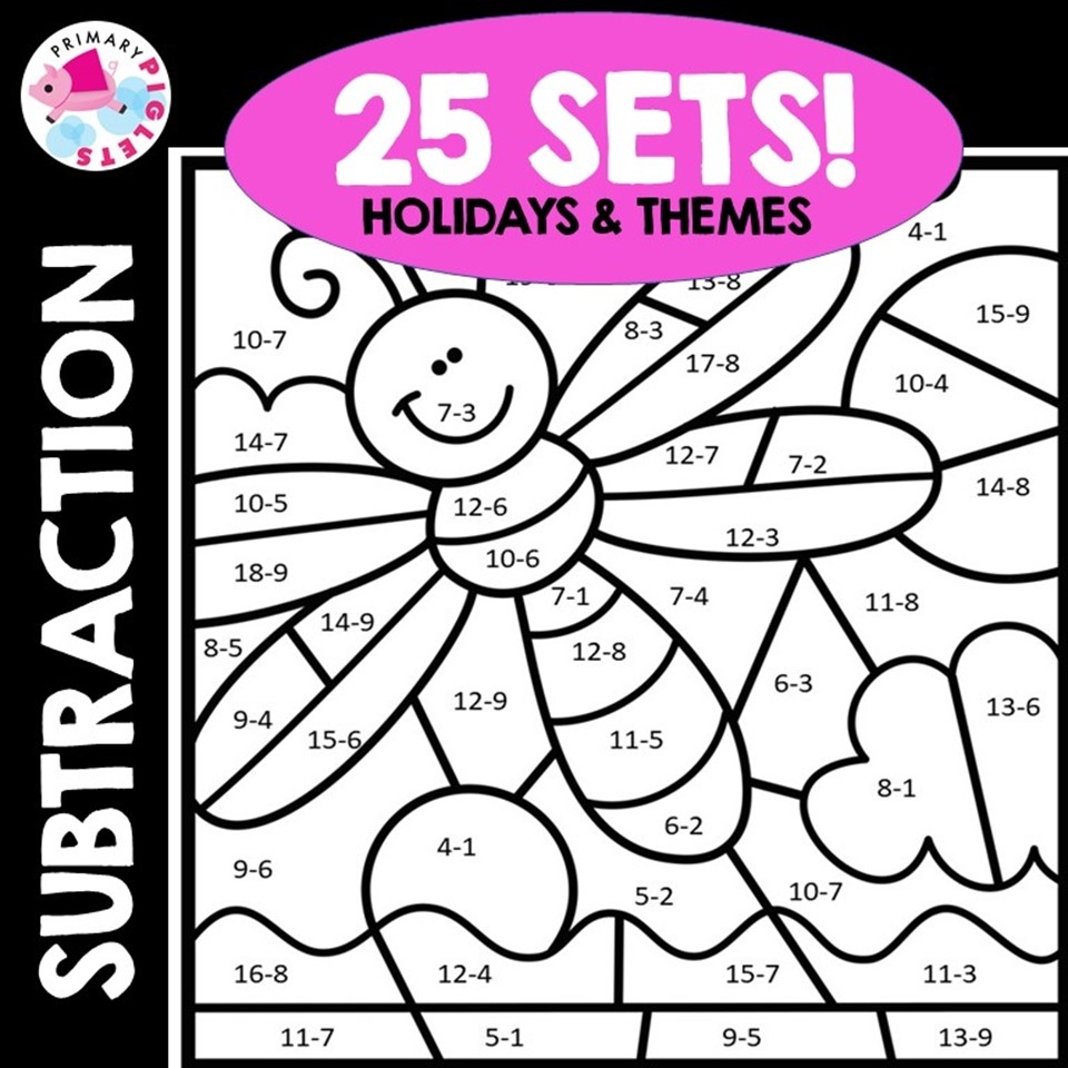 Subtraction Color By Code Subtraction Color By Number Subtraction Math Coloring Sheets Coloring Pages Subtraction Facts Classful