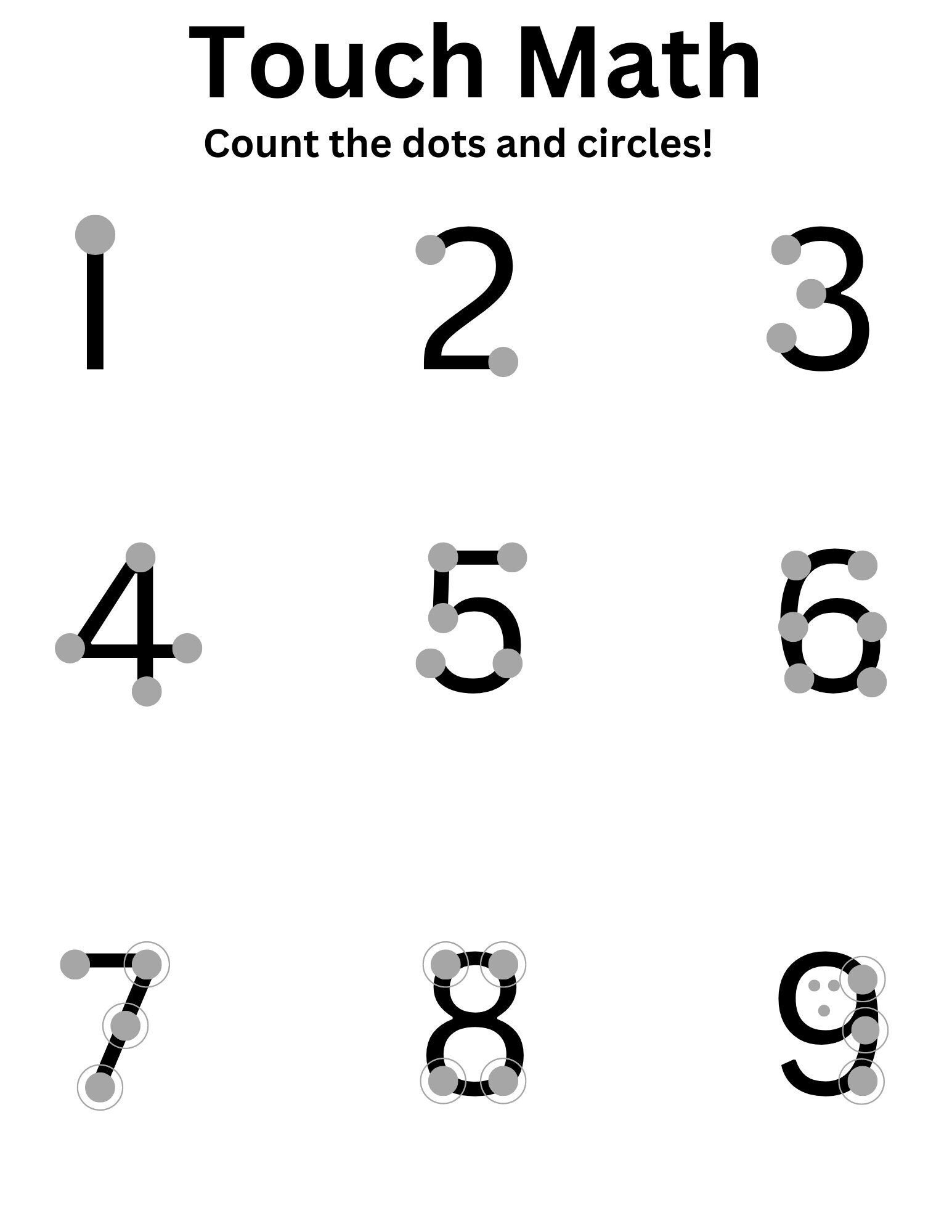 touch math worksheets