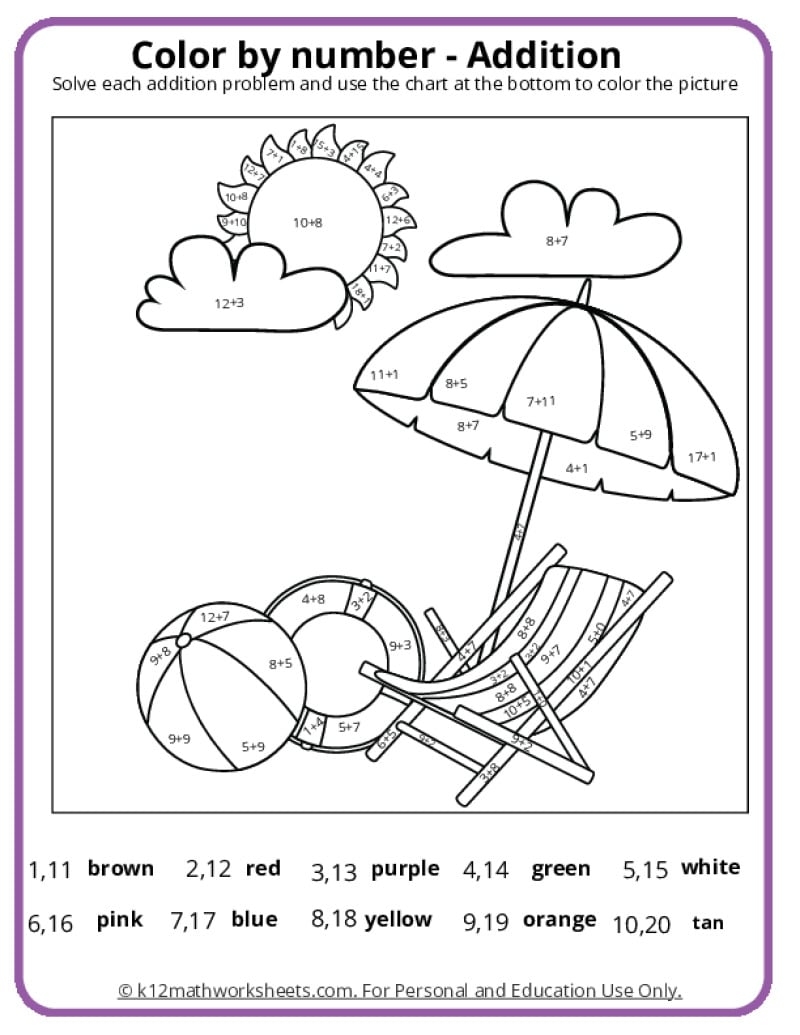 summertime kindergarten math free worksheets summertime kindergarten math free worksheets