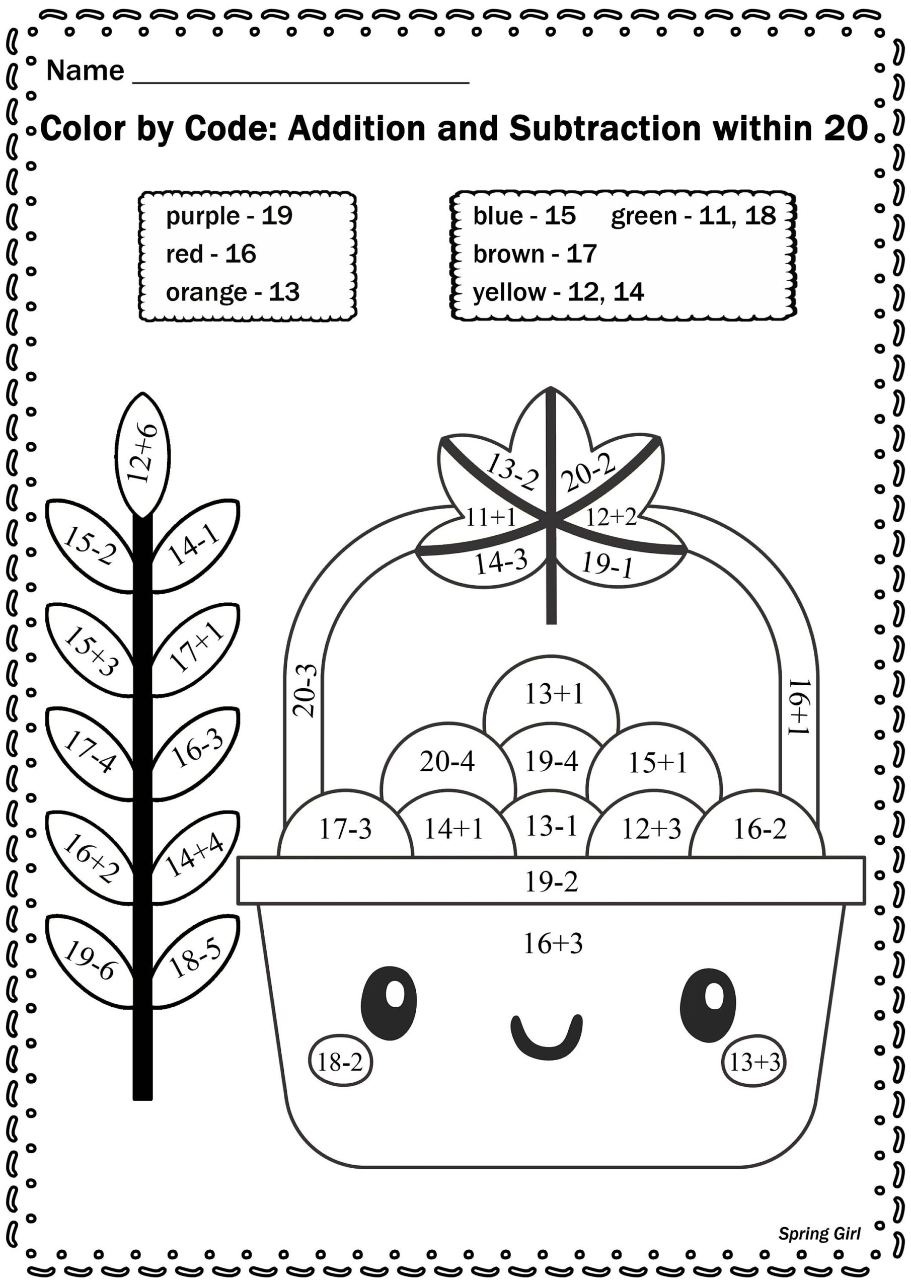 Thanksgiving Math Color By Code Worksheets Etsy