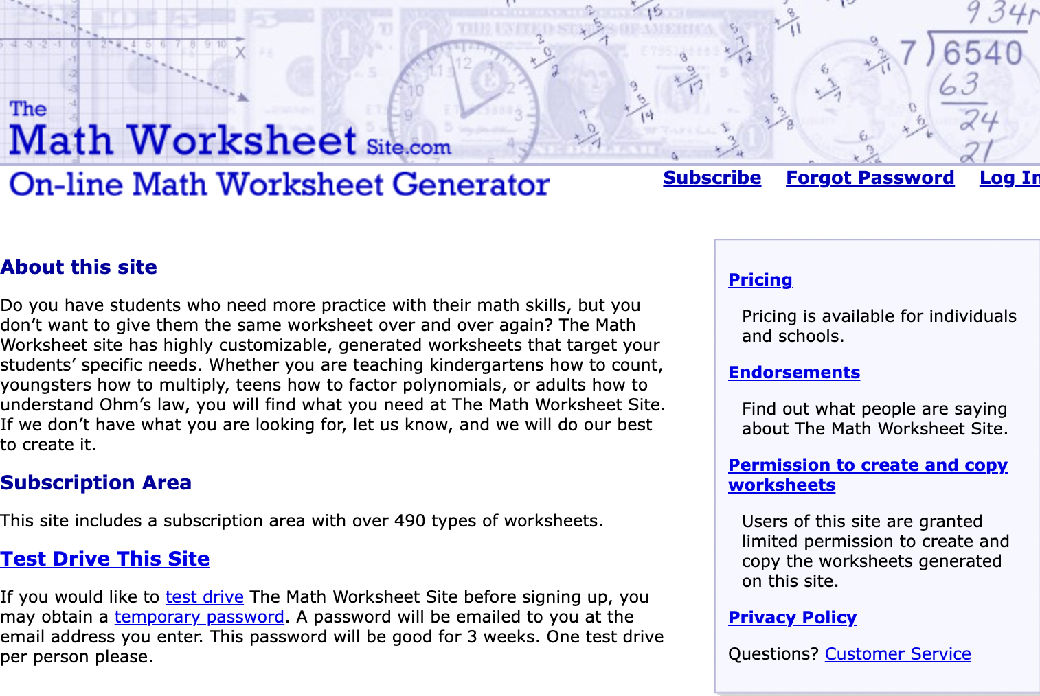 The Math Worksheet Site