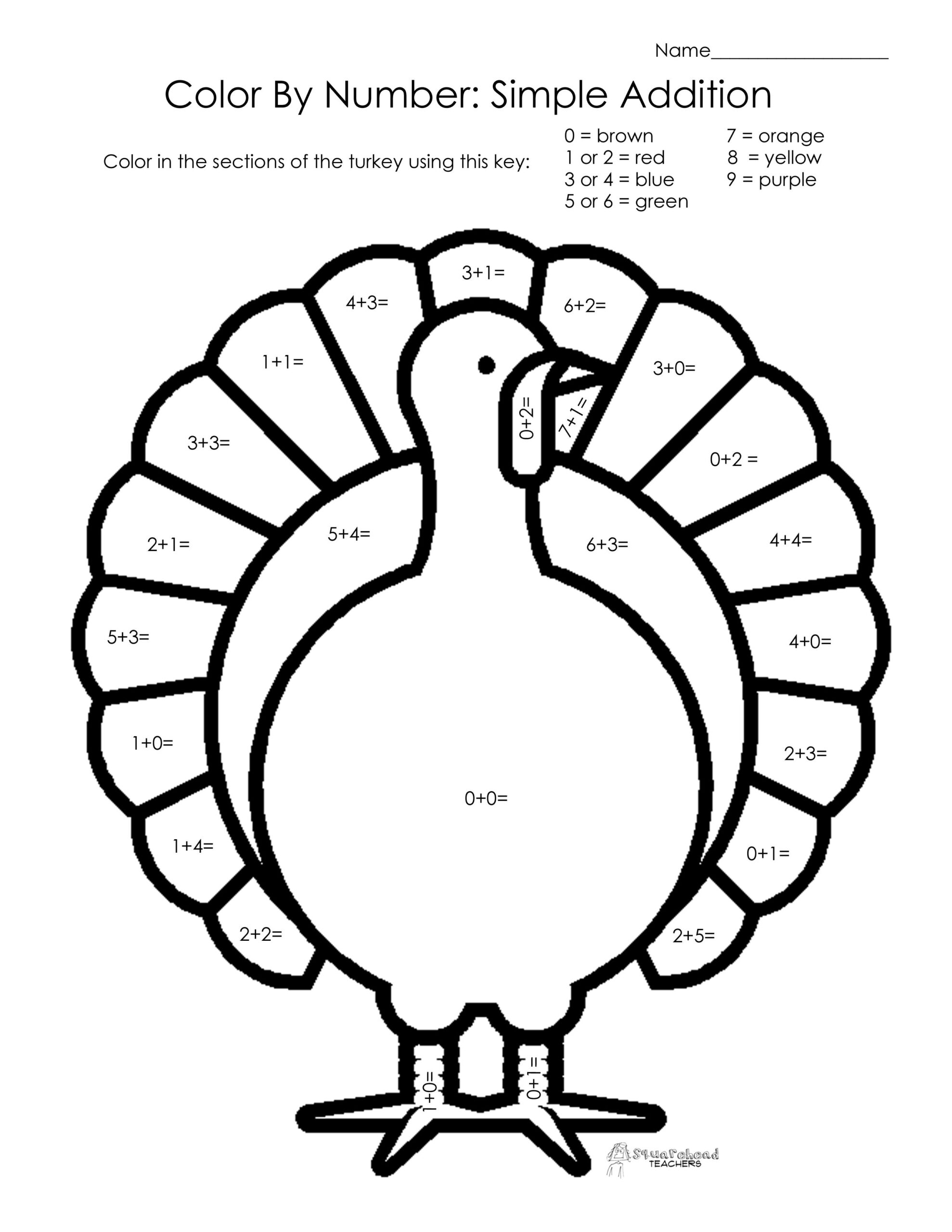 Turkey Addition Free Math Worksheet Made By Teachers Worksheets Library