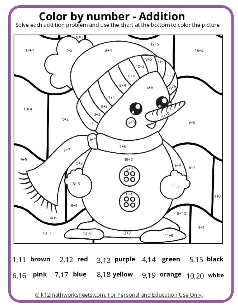 color math worksheets