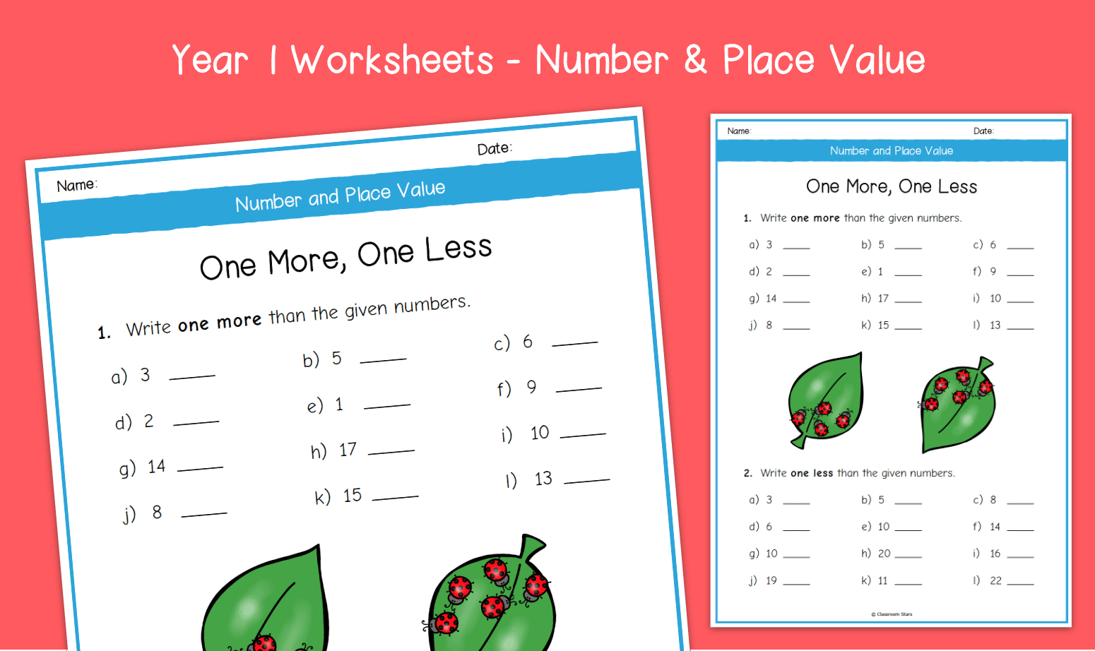 Year 1 One More One Less Worksheets KS1 Number Place Value Primary Maths