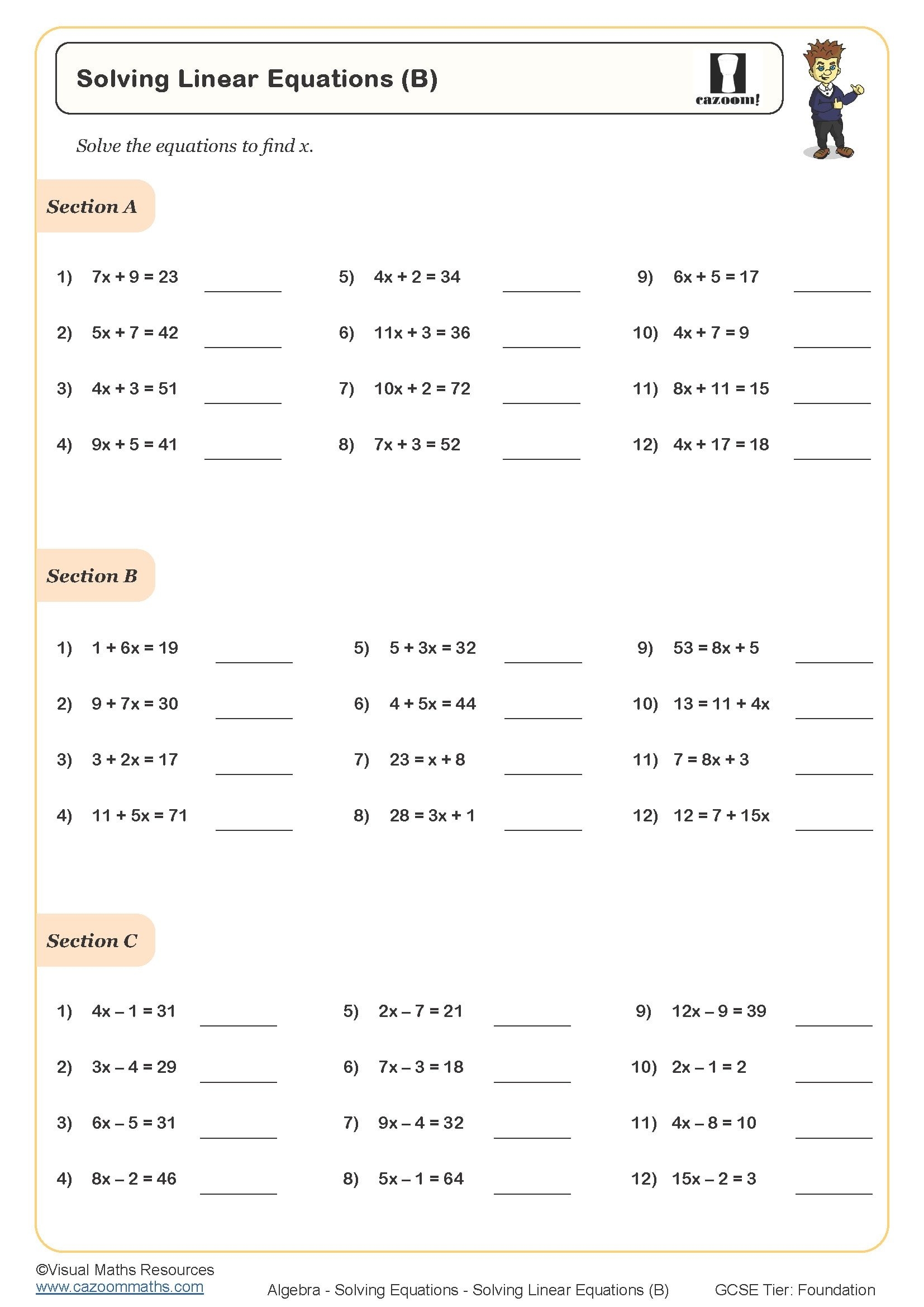 Worksheet Year 7 Maths