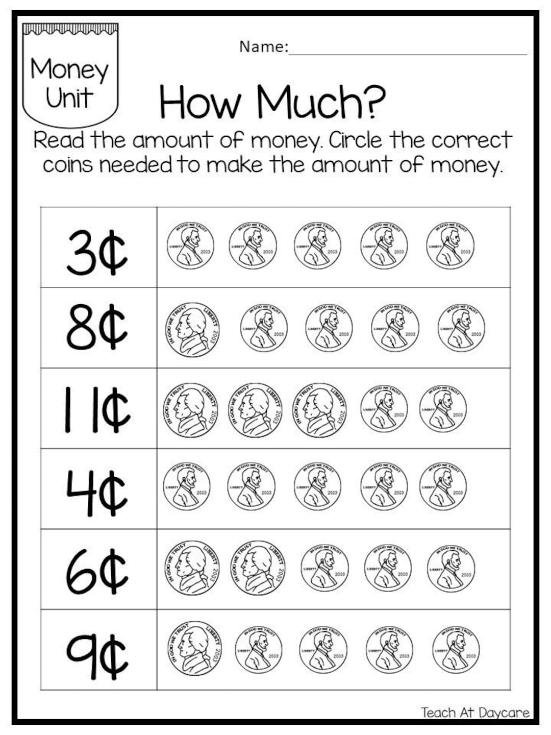 Preschool Money Worksheets And Printables