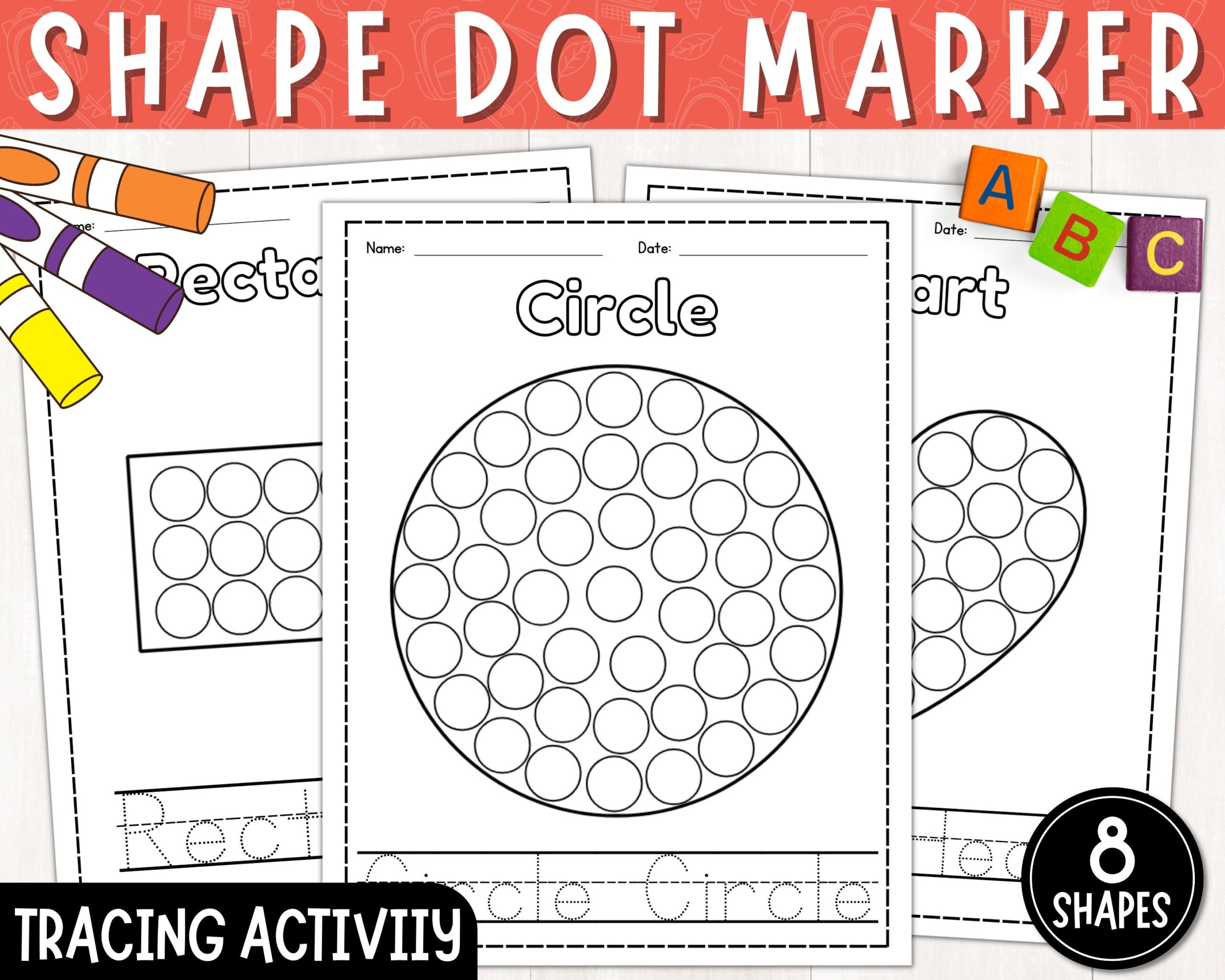 free printable dot painting shapes worksheets for preschoolers