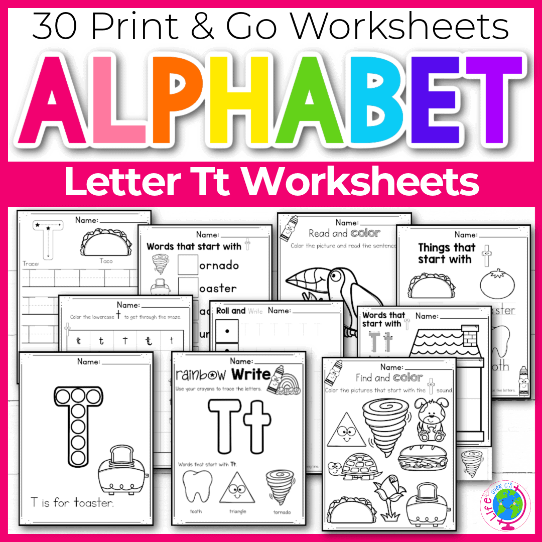 30 Easy Prep Free Printable Letter T Alphabet Worksheets