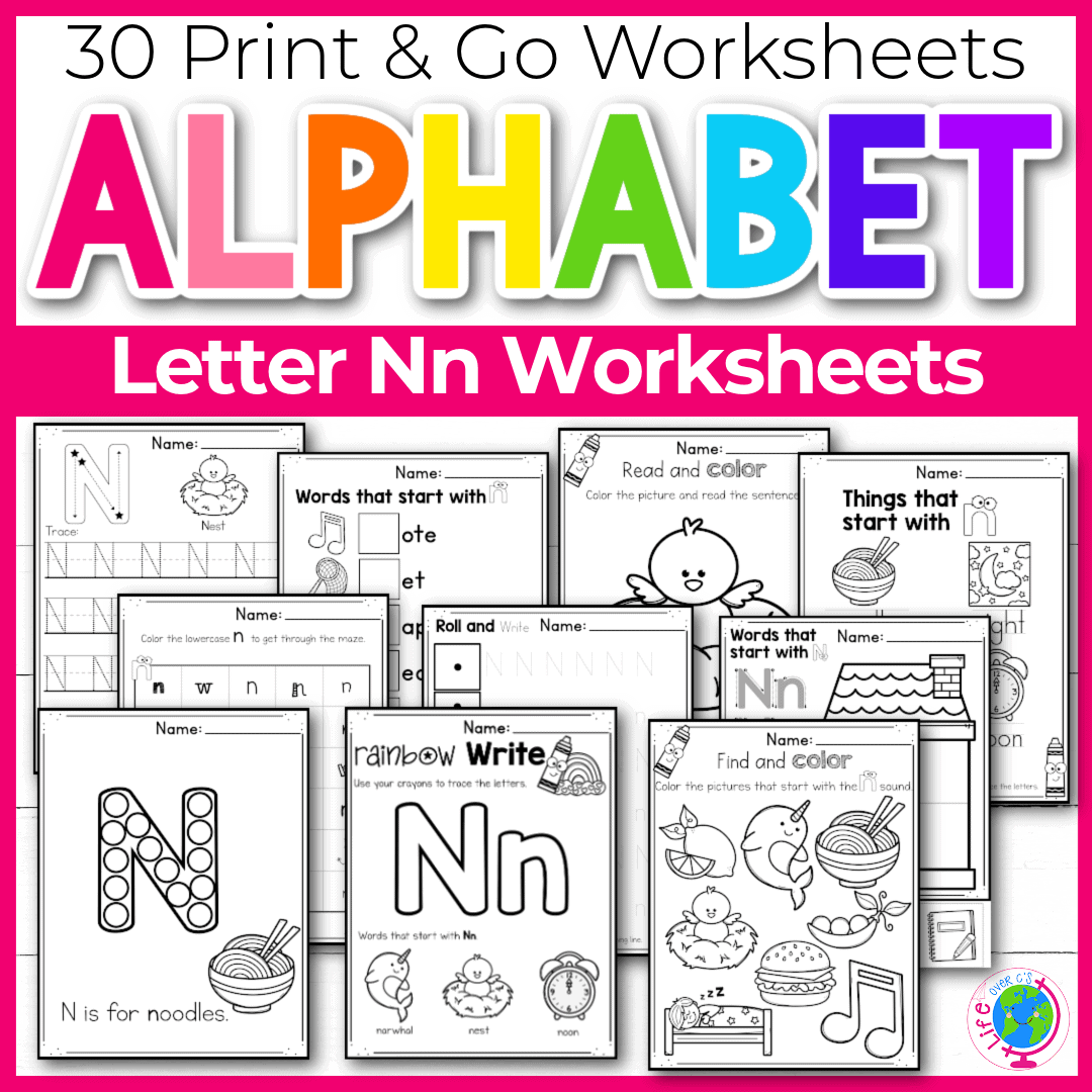 free printable n worksheet for preschoolers