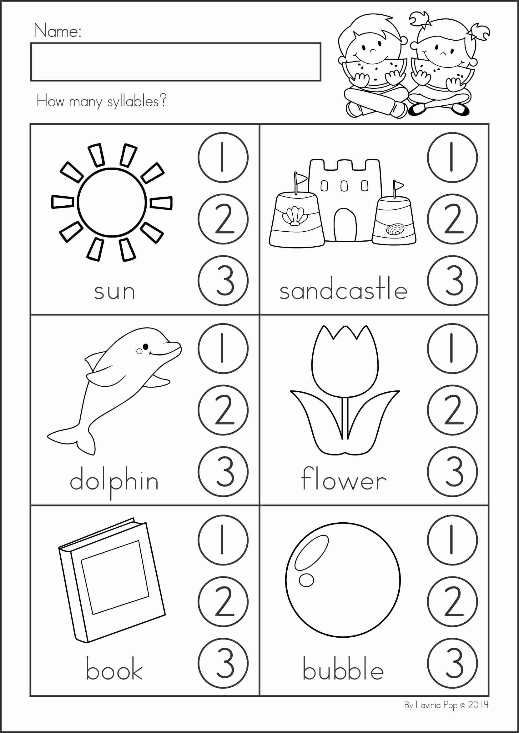 worksheets printable syllable counting preschool