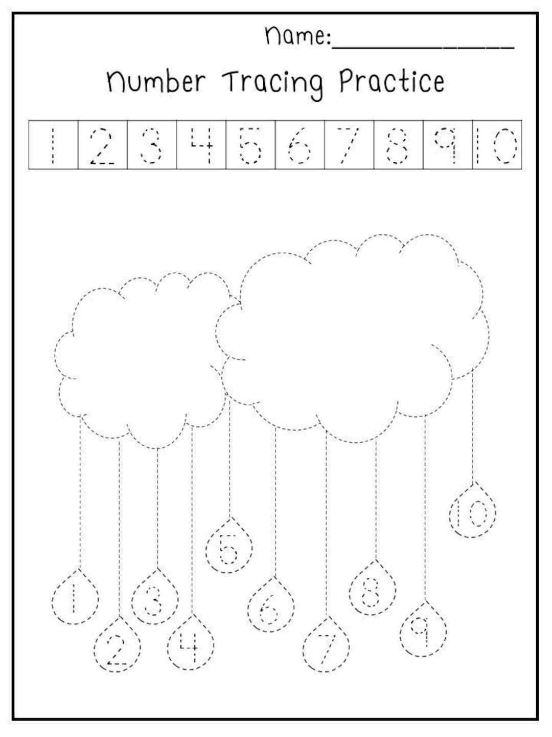 5 Printable Spring Trace The Numbers Worksheets Preschool kindergarten Numbers And Math Etsy